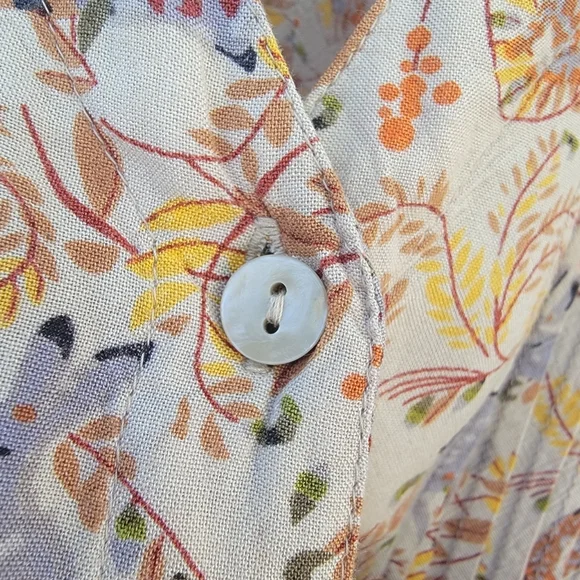 Coldwater Creek Pintuck Henley Tunic 2X Forest Animal Bunny Owl Deer Top - Picture 5 of 12